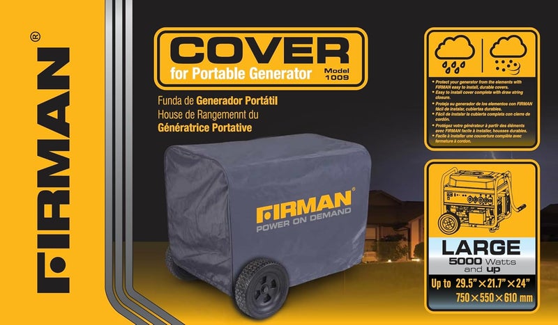 Firman 1009 Large Portable Generator Cover, Heavy Duty Waterproof Vinyl, Double Insulated Protection for Generators 5000 Watts and above, with Drawstring Closure and Secure Pull Cord - Image 2